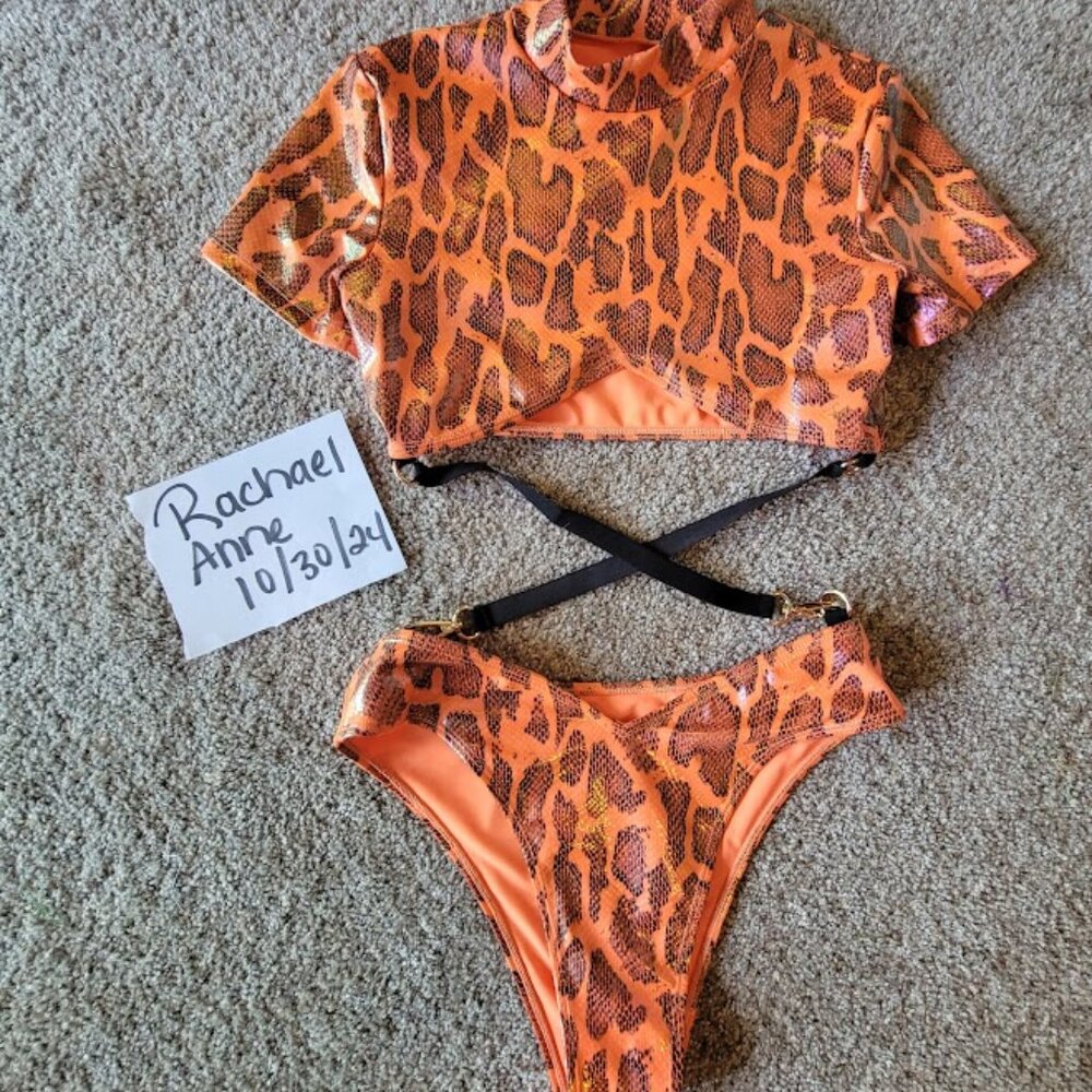 *SOLD* Rave After Rave Orange X-Rated Bodysuit (EUC)